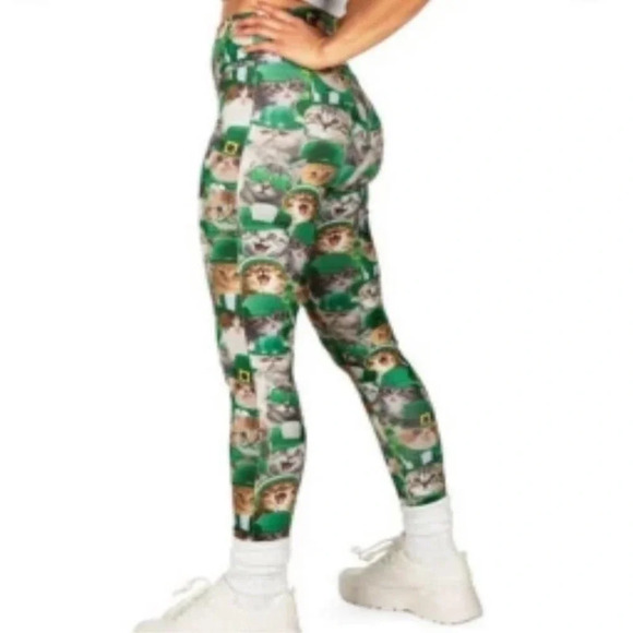 Tipsy‎ Elves St. Patrick's Day Cat Leggings Size Large (L) - Picture 2 of 7